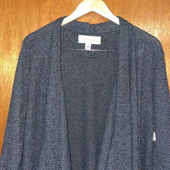 •FRENCH LAUNDRY•NWT GRAY WAFFLE KNIT OPEN FRONT WATERFALL CARDIGAN SIZE LARGE - Picture 5 of 7